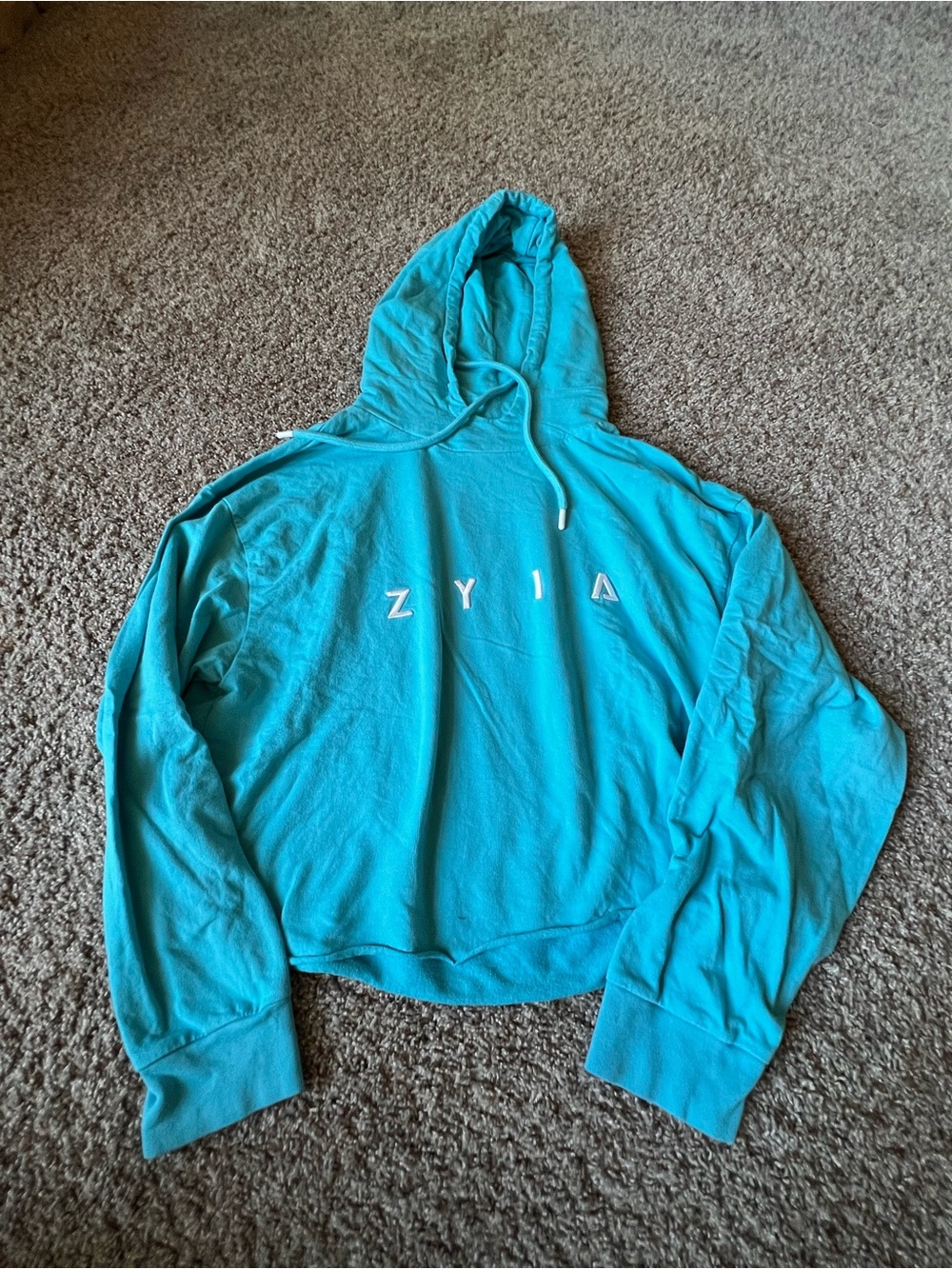 ZYIA Active Turquoise Crop Hoodie